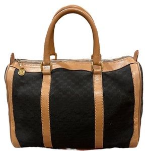 Vintage Gucci Black And Tan Monogrammed Satchel